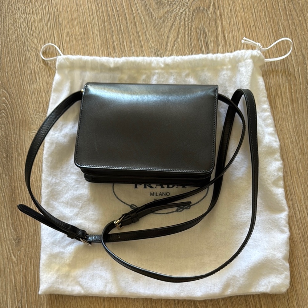 Authentic Prada Black Leather Mini Crossbody Bag - image 4